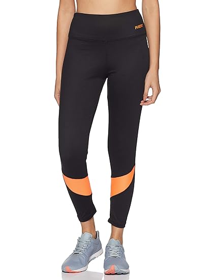 Women's Tights (FFA-WB002-01_Black/ Peach_Medium) Slim