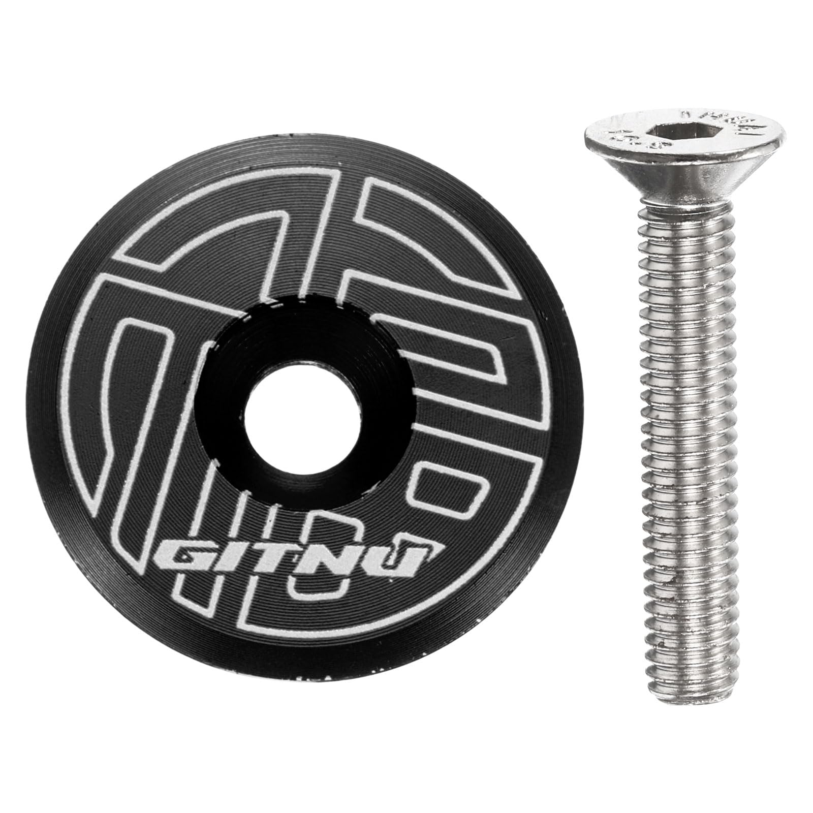 sourcing map 1 1/4" Bicycle Headset Top Cap Cover Aluminum Alloy Cycling Headset Stem with M6 Bolt for Mountain Bike Road MTB, Black