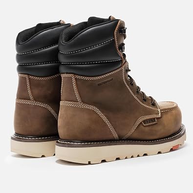 BRUNT Marin Welted (Comp Toe) - 8 Waterproof Safety Toe Wedge Work Boot - Goodyear Welt Construction - EH & ESR Rated - Oil & Slip Resistant - Adjustable Width System