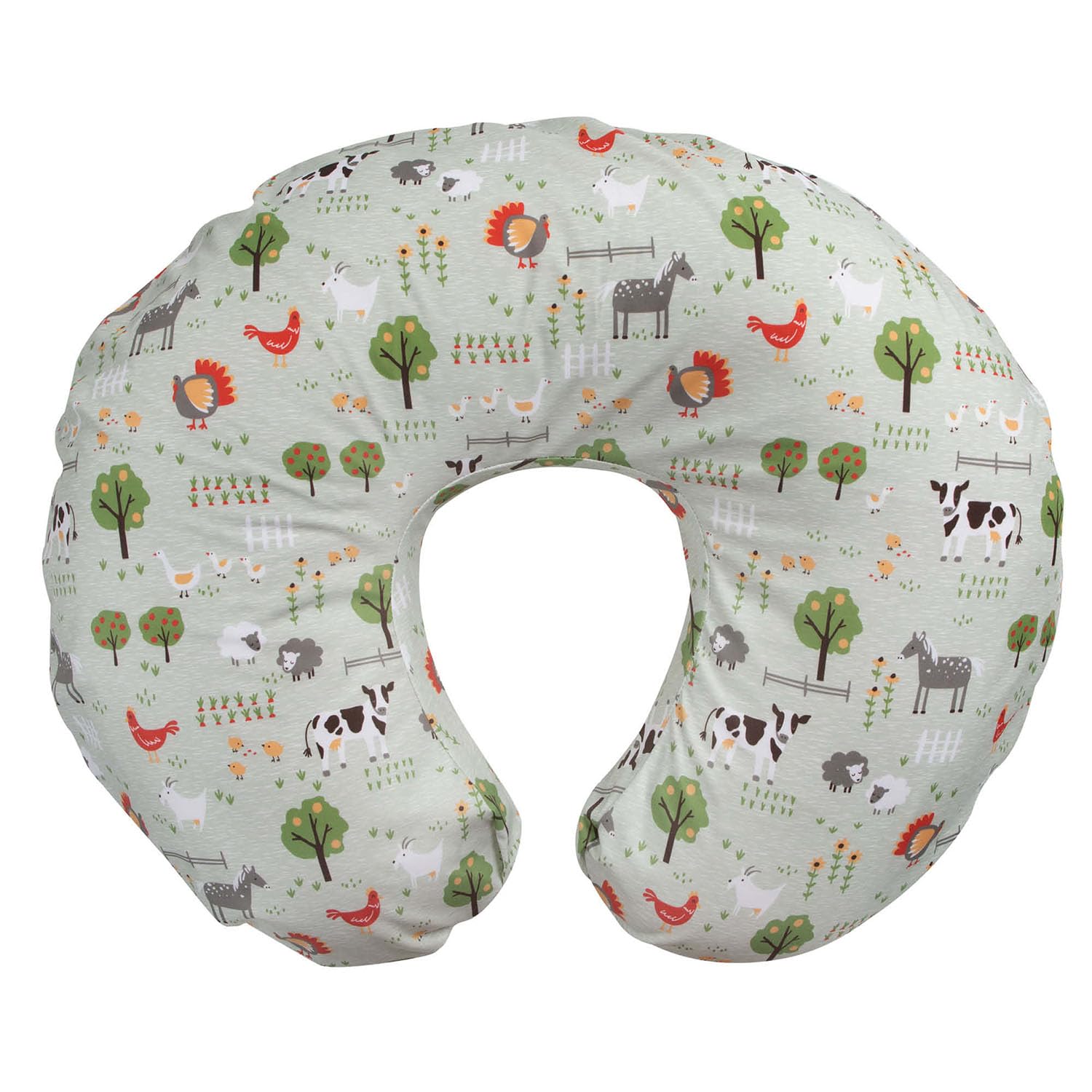 Boppy Cuscino Allattamento per Neonati 0+ Mesi, Forma Ergonomica con Supporto per Mamma e Bambino, Supporto Neonato per Allattamento al Seno e col Biberon, Lavabile in Lavatrice, Fantasia Little Farm