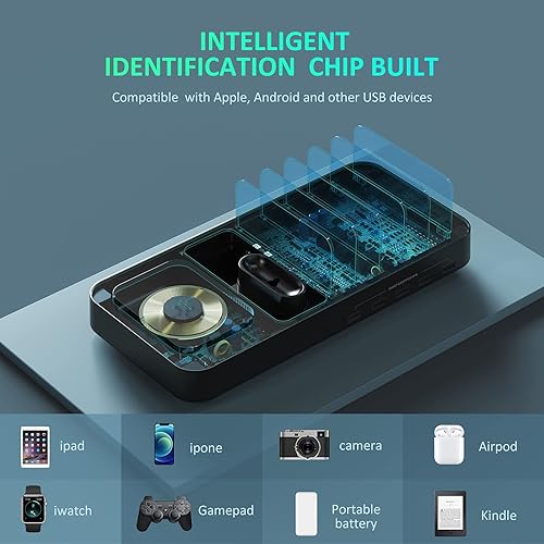 Miniatura 7 de Estación de carga inalámbrica 8 en 1 para múltiples dispositivos, base de carga con soporte de cargador AirPods iWatch, cargador inalámbrico de 10 W