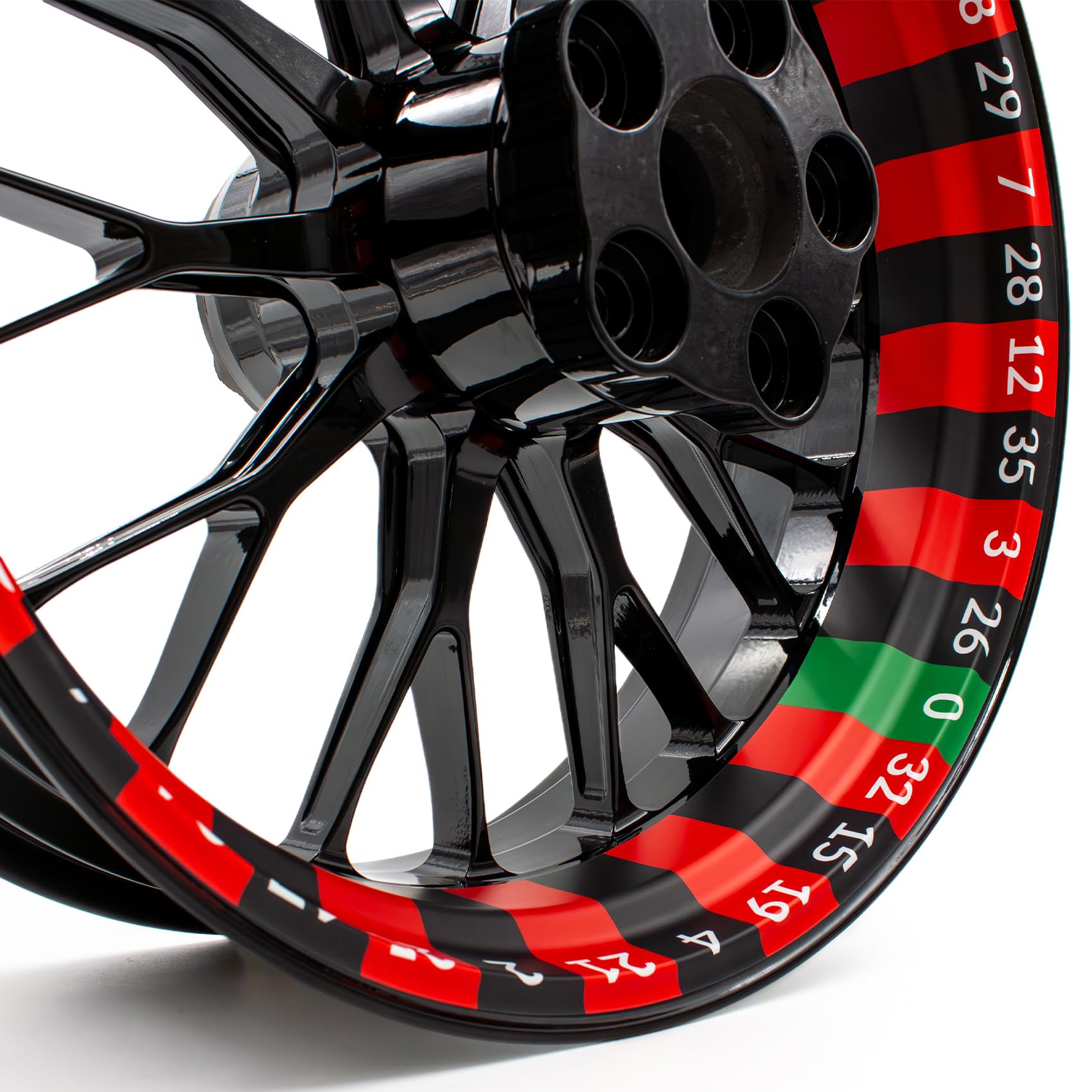 4-teiliges Felgenbettaufkleber Set für 17 Zoll Felgen Komplett Dekor Folie für Motorrad Felgenrandaufkleber selbstklebend wasserfest uv-beständig MR021 (02 Roulette)