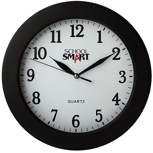 School Smart SSG-0002 Reloj de pared de 10 ", cara blancamarco negro