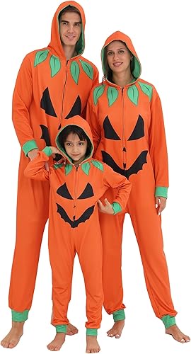 Pijama familiar de Halloween para disfraz de calabaza para adultos, pijamas a juego para parejas y niños