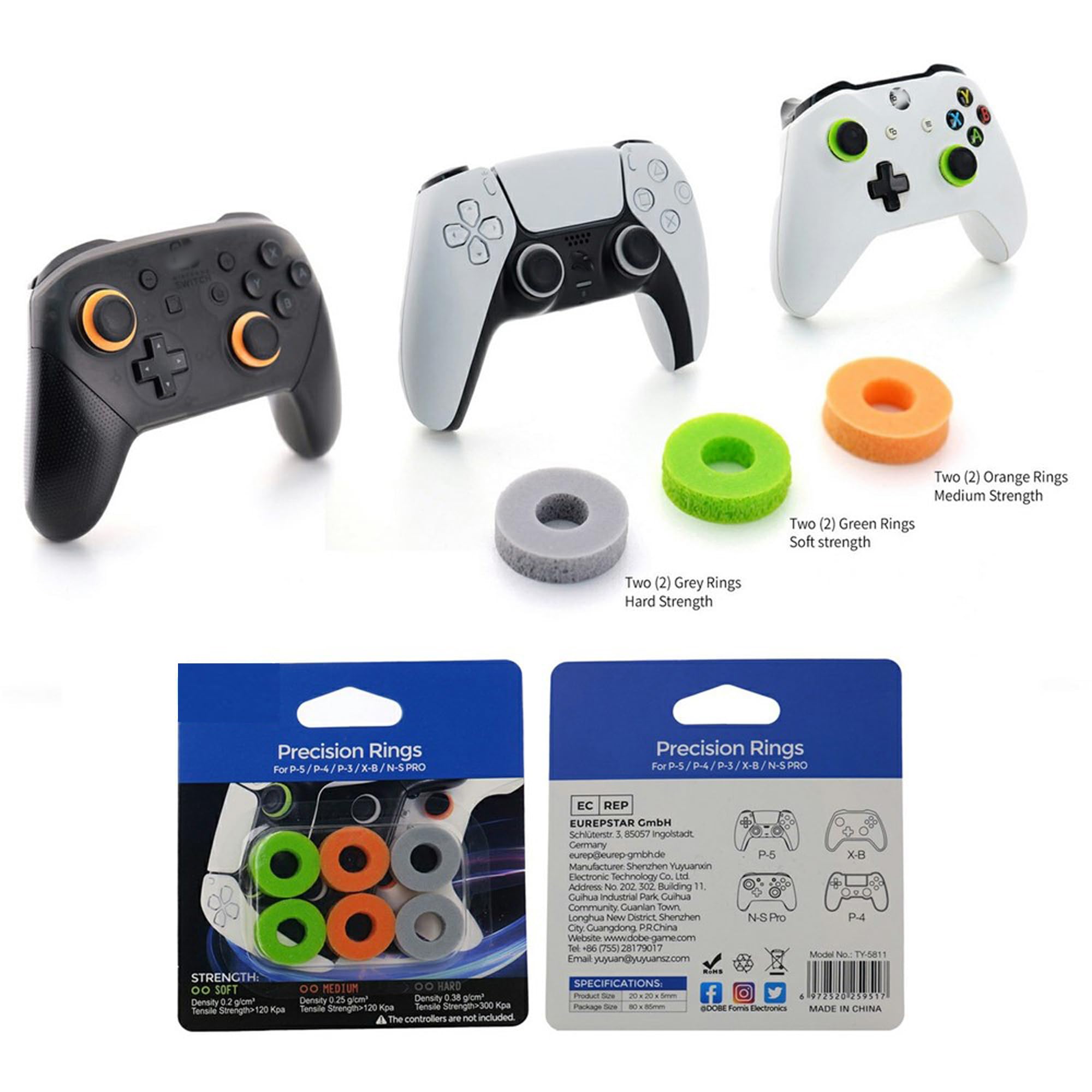 New World Precision Rings | Aim Assist Motion Control Joystick Silicone Buffer Rings for PlayStation 4 (PS4), PS5, Xbox One, XBX, Switch Pro & Scuf Controller (Green/Orange/Grey)-image-11