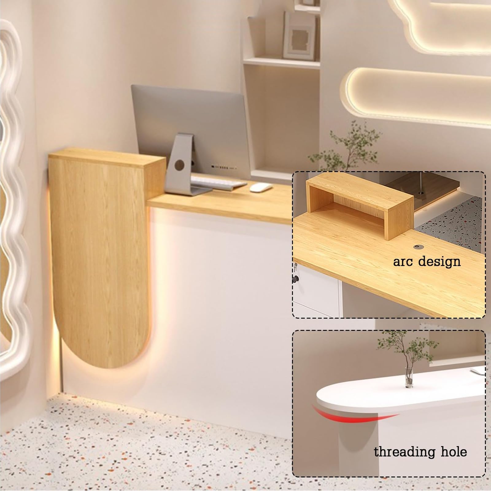 Nowoczesna recepcja, kasa fiskalna, na targi rzemieślnicze, regał ekspozycyjny, oszczędność miejsca, design do małych pomieszczeń, baru, sklepu, hotelu, holu, 280 x 50 x 85 cm