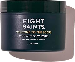 Eight Saints Welcome to the Scrub Coconut Body Scrub, Sugar Scrub for Acne, Cellulite, Deep Cleansing, Scars, Wrinkles, Exfoliate & Moisturize Skin, with Cane Sugar, Coconut Oil, & Vitamin E, 8 Ounces