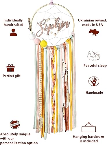 Miniatura 6 de Atrapasueños de regalo con nombre personalizado para niñas, decoración de dormitorio personalizada para colgar en la pared para bebé, regalo único