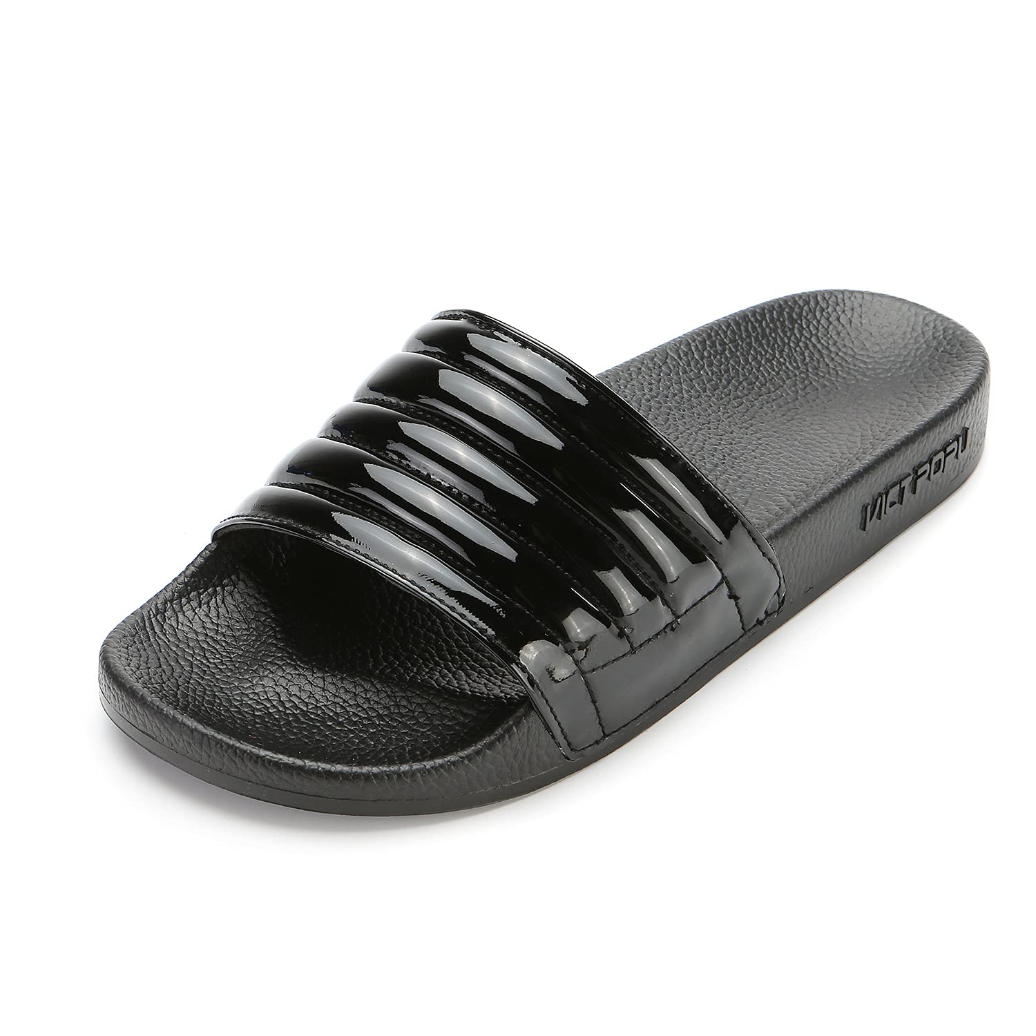 VICT POPU Damen Slides Badeschuhe Hausschuhe Badeschlappen Sommer Schlappen Gartenschuhe rutschfeste Badelatschen Flach Strand Sandale
