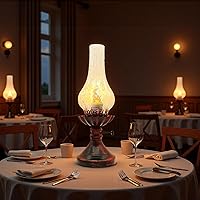 Vista 8 de Vintage Table Lamp - 3 Modes Dimmable Retro Rustic Desk Lamp with Crackle Glass Shade, Antique Victorian Style, E26 Bulb Included, Ideal for