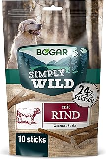 Bogar - Simply Wild - Hundeleckerli - Hundefutter als Ergänzung zur gewohnten Ernährung - Kaustangen mit Rindfleisch - Leckereien für Hunde - 10 Sticks (110 g) - Unterstützung für die Hundepflege product image