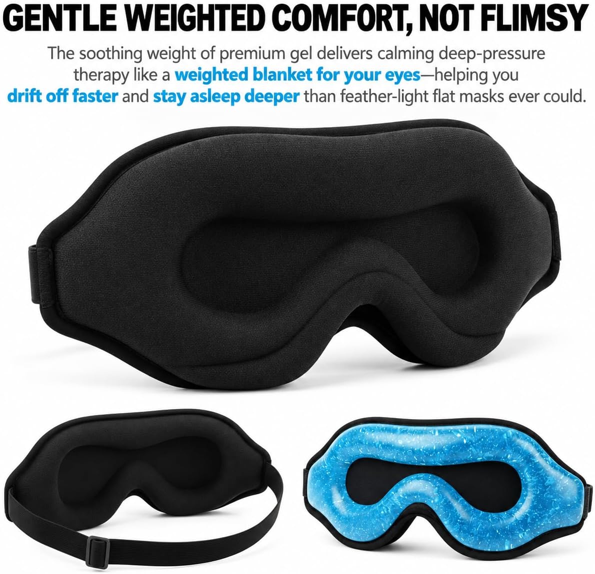 Cooling Gel Eye Mask for Puffy Eyes, 3D Contoured Fit Cold Compress