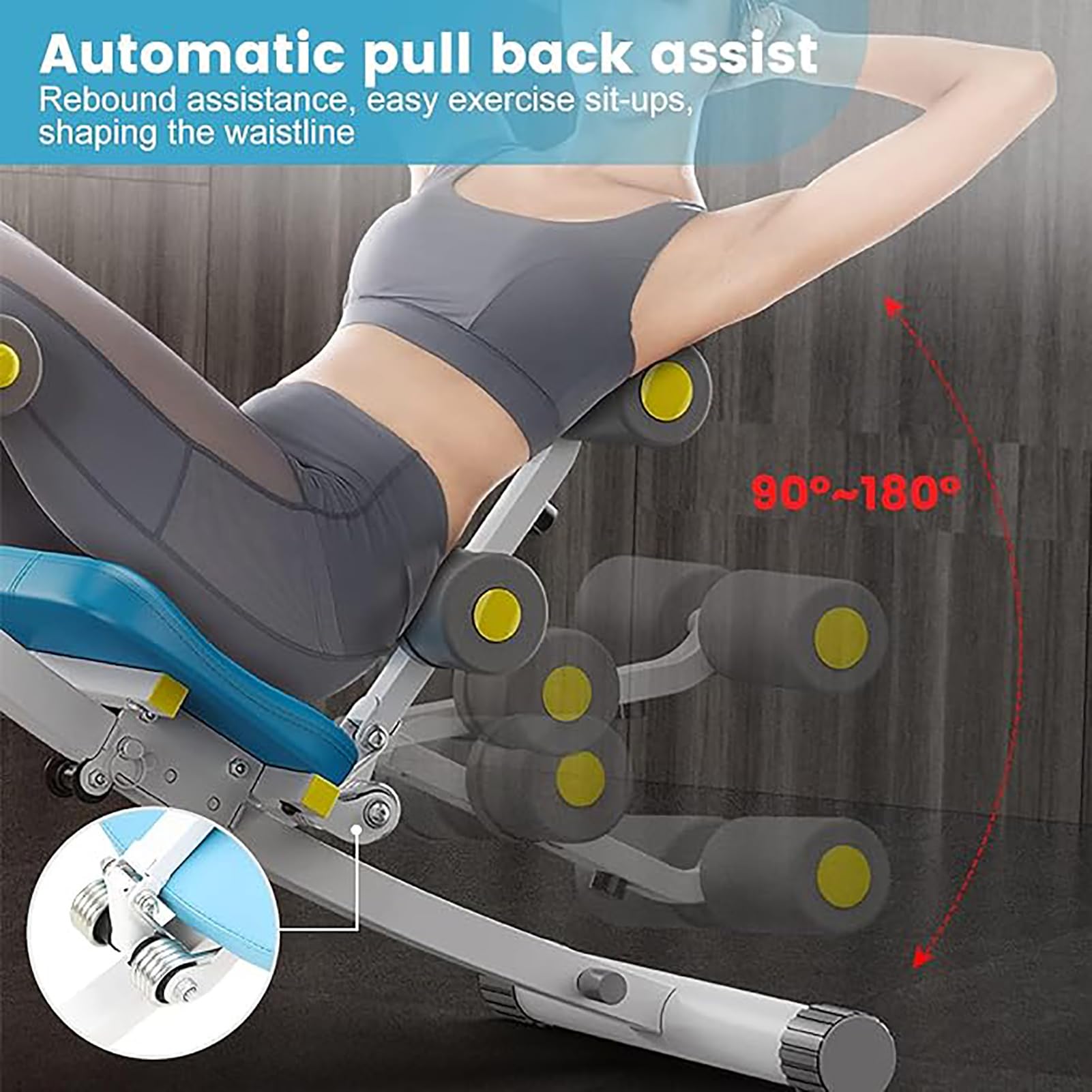 Macchina per allenamento addominale con altezze regolabili, macchina pieghevole per esercizi addominali e core, attrezzatura per allenamento addominale per palestra domestica, personal trainer, blu