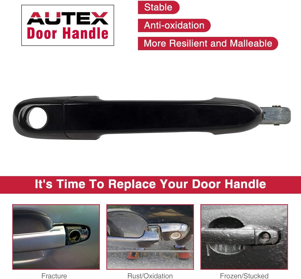AUTEX Door Handle Exterior Front Right Passenger Side Black Compatible with Accent 2006 2007 2008 2009 2010 2011 80699