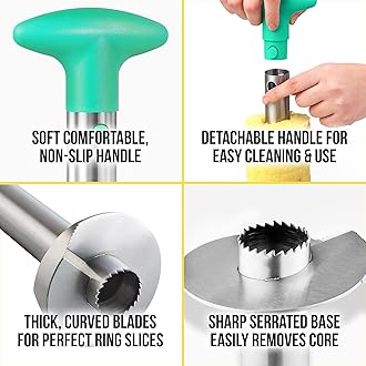 Pineapple Corer and Slicer with Triple Reinforced Stainless Steel with Thicker Blade - Easy-to-Use Pineapple Corer & Pineapple Cutter - Pineapple Slicer and Corer Tool for Easy Core Removal by Zulay