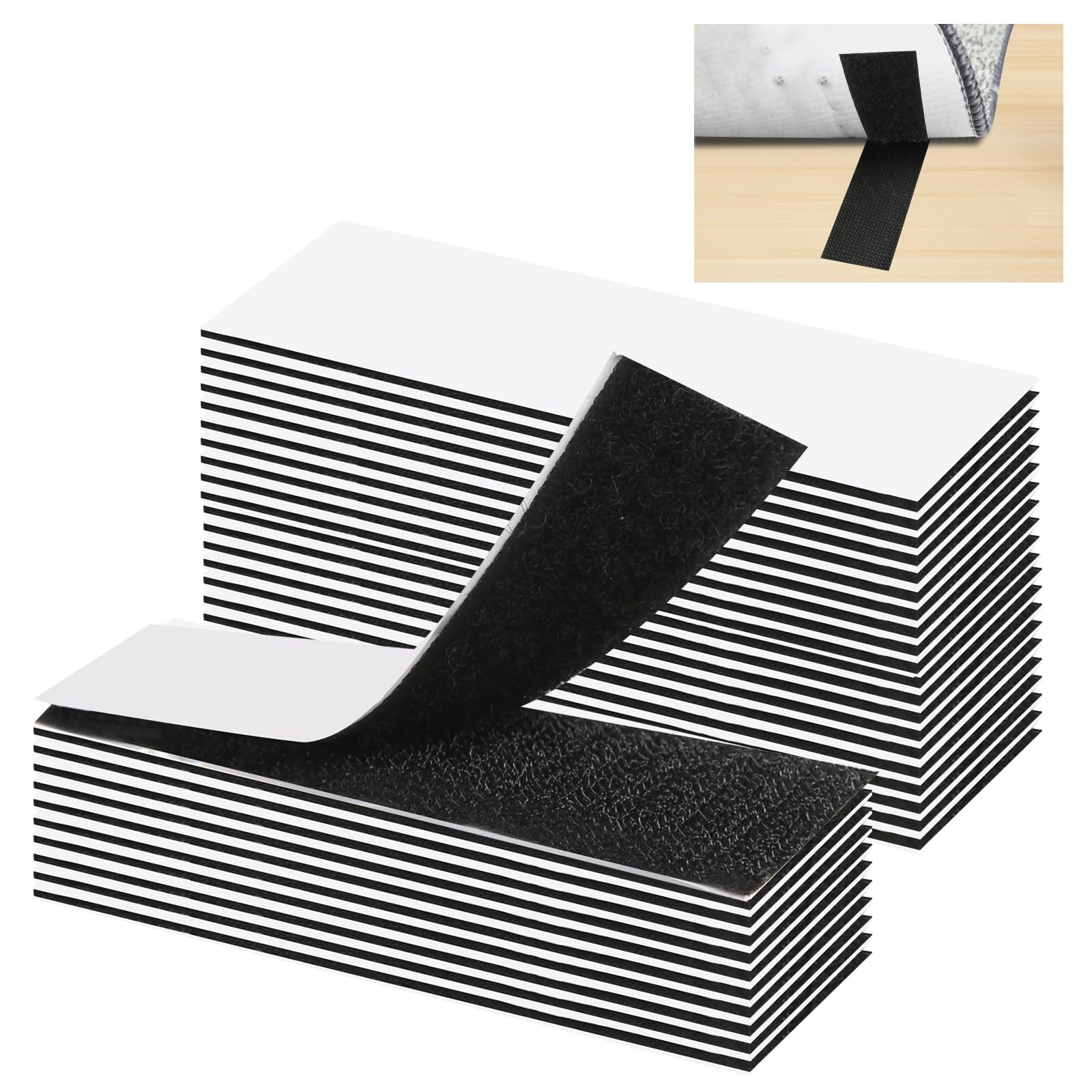 DELAESI 30 Pairs Rug Gripper for Carpeted Floor Reusable Rug to Carpet Gripper Carpet Stickers for Rugs Double Sided Anti Curl Carpet Grippers for Sofa Cushion Car Boot Liners Photo Frame
