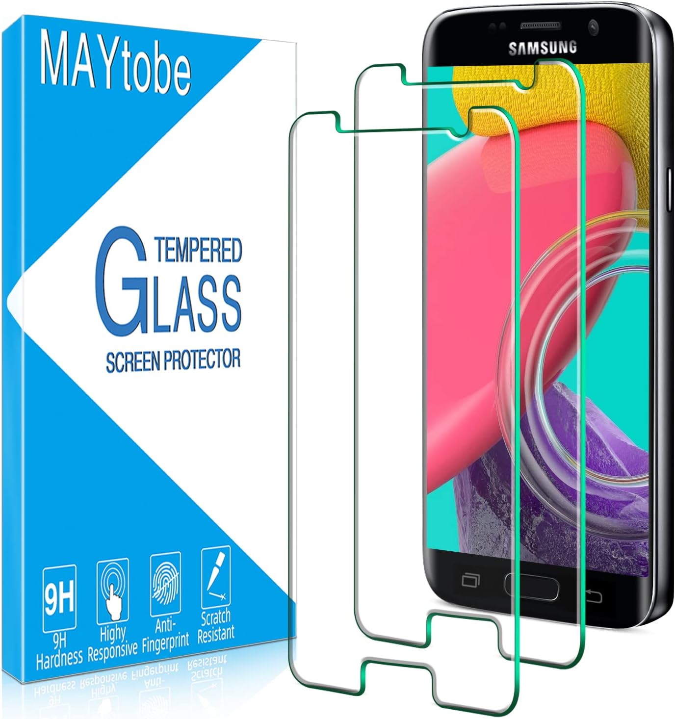 MAYtobe [2 Pack Tempered Glass For Samsung Galaxy S7 Screen Protector