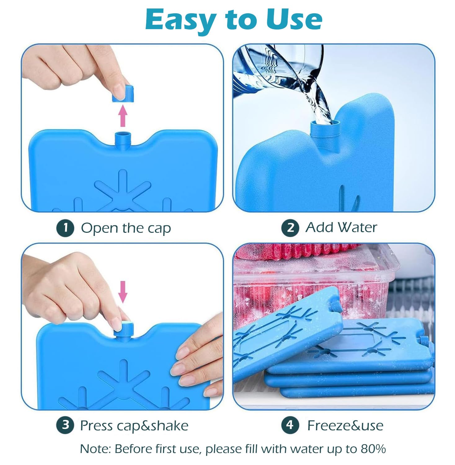 Bloc Glace pour glaciere - Lot de 4 pièces, Chaque de 200 millilitres-Pain de Glace pour Sac Isotherme - Un Accessoire de Refroidissement Indispensable.