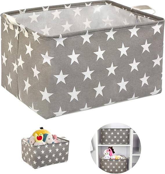 NEWSTYLE Foldable Canvas Fabric Storage Basket,Square Canvas Toy