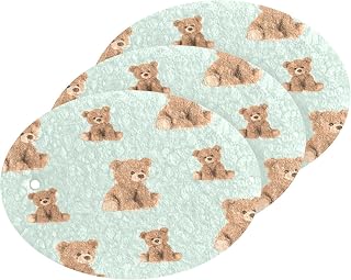 Coikll Brown Bear Kitchen Sponges Cleaning Odor Free Non Scratch Dish Sponge for Cleaning Dishes Bathroom - 3 PCS