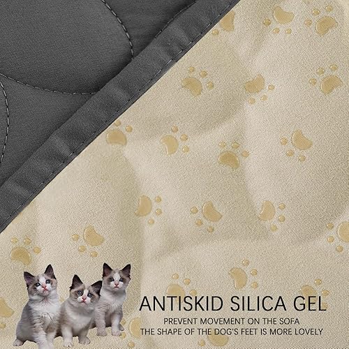 Miniatura 4 de Ameritex Funda de cama para mascotas, manta para cama de perro, para sofá y muebles, impermeable, nuevo diseño de patrón (52 x 82 pulgadas, gris
