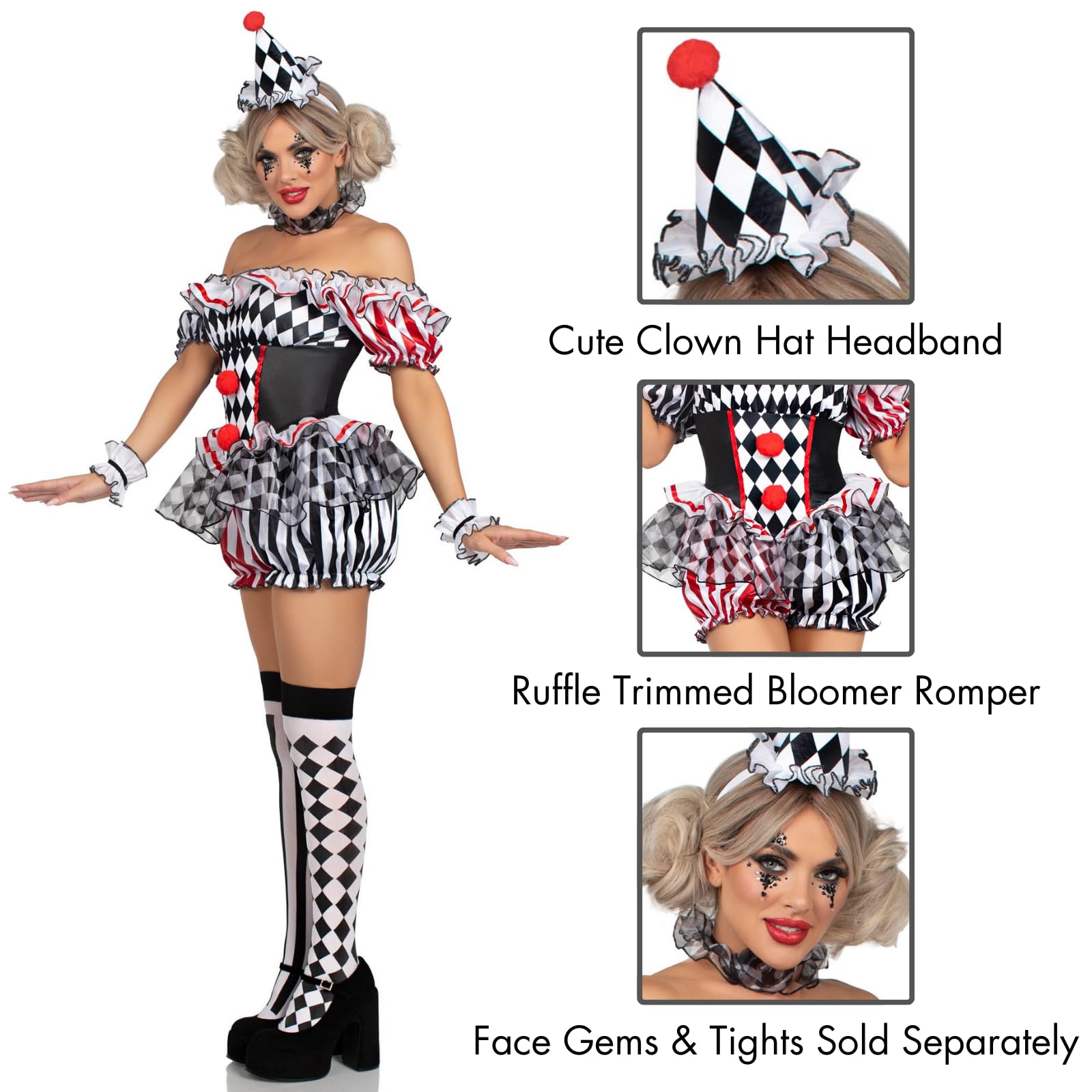 Leg Avenue Kostium na Halloween Kobiety 4 Pc Darling Harlequin