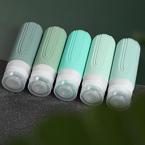 Miniatura 6 de Botellas de viaje para artículos de tocador, paquete de 5 contenedores de tamaño de viaje aprobados por la TSA, Verde, Elegante