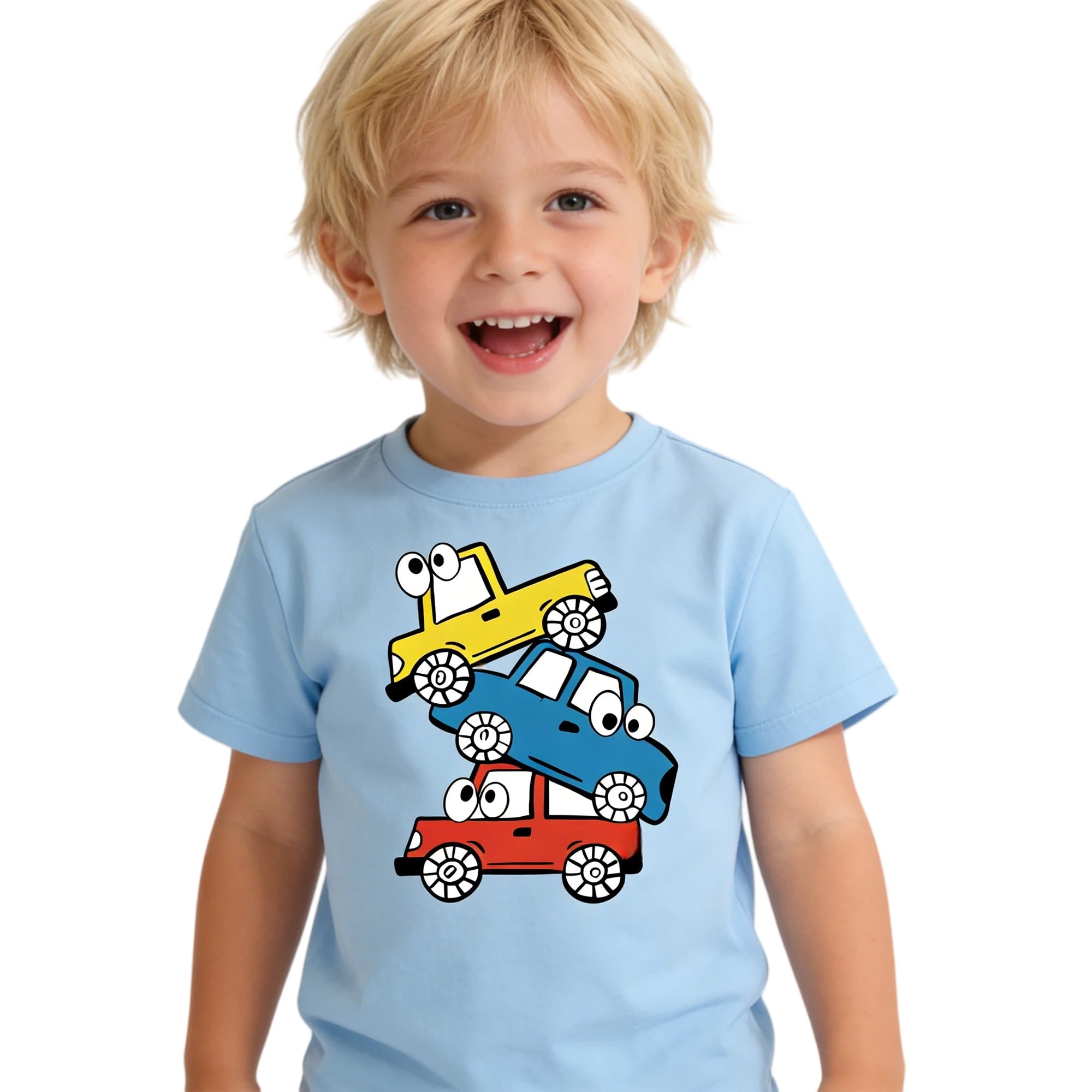 Jungen T-Shirts Baumwolle 3-8 Jahre | 3er-Pack Sommer Tshirt Baby-Jungen Kurzarm Rundhals Bagger Dinosaurier Tops für Kinder 98 104 110 116 122 128