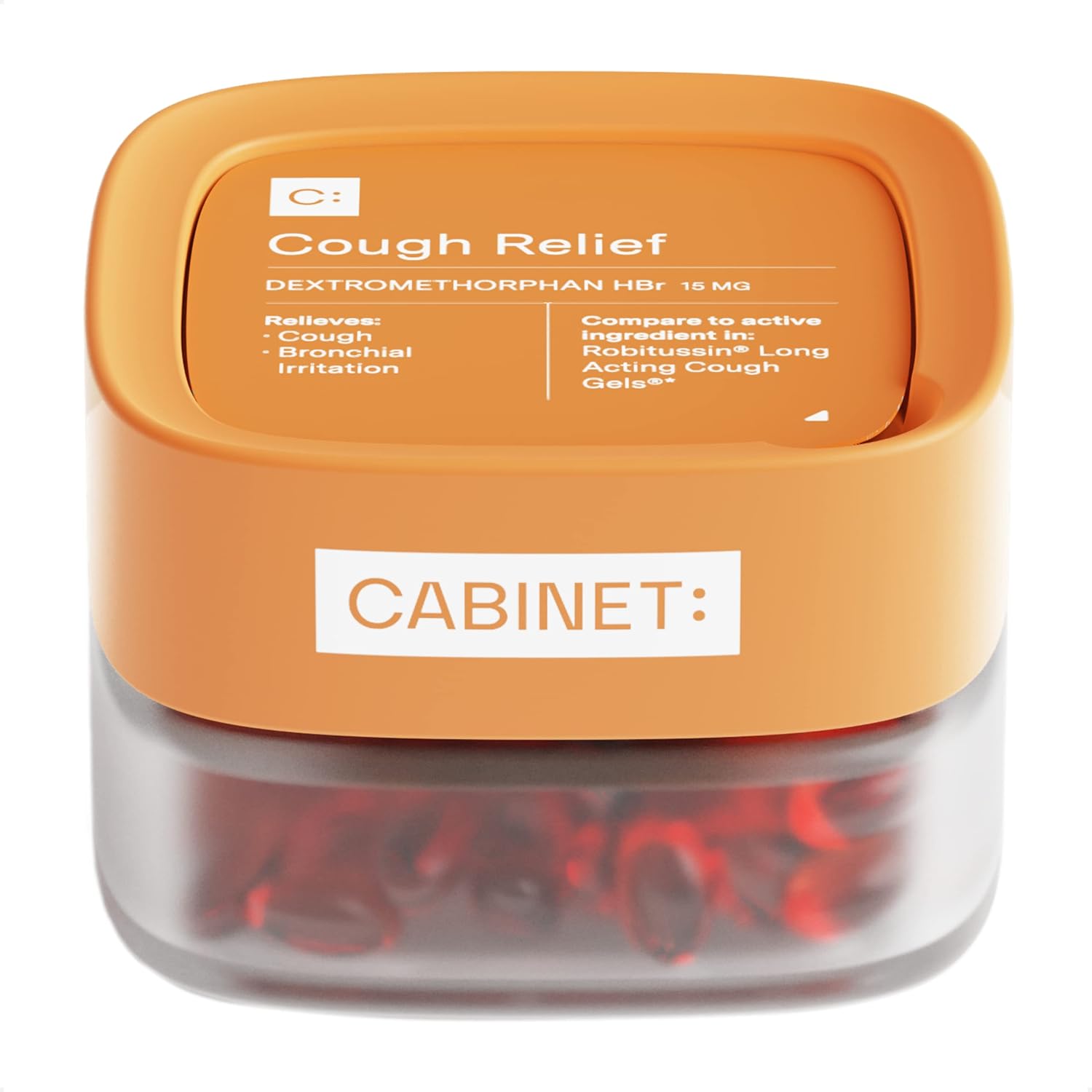 Cabinet Cough Relief for Adults, 60 Softgels, Plastic Free Refills, 8-Hour Daytime, Non-Drowsy, Long-Lasting Wet or Dry Bronchial Suppressant, Dextromethorphan HBr 15mg, Ages 12+ : Health & Household