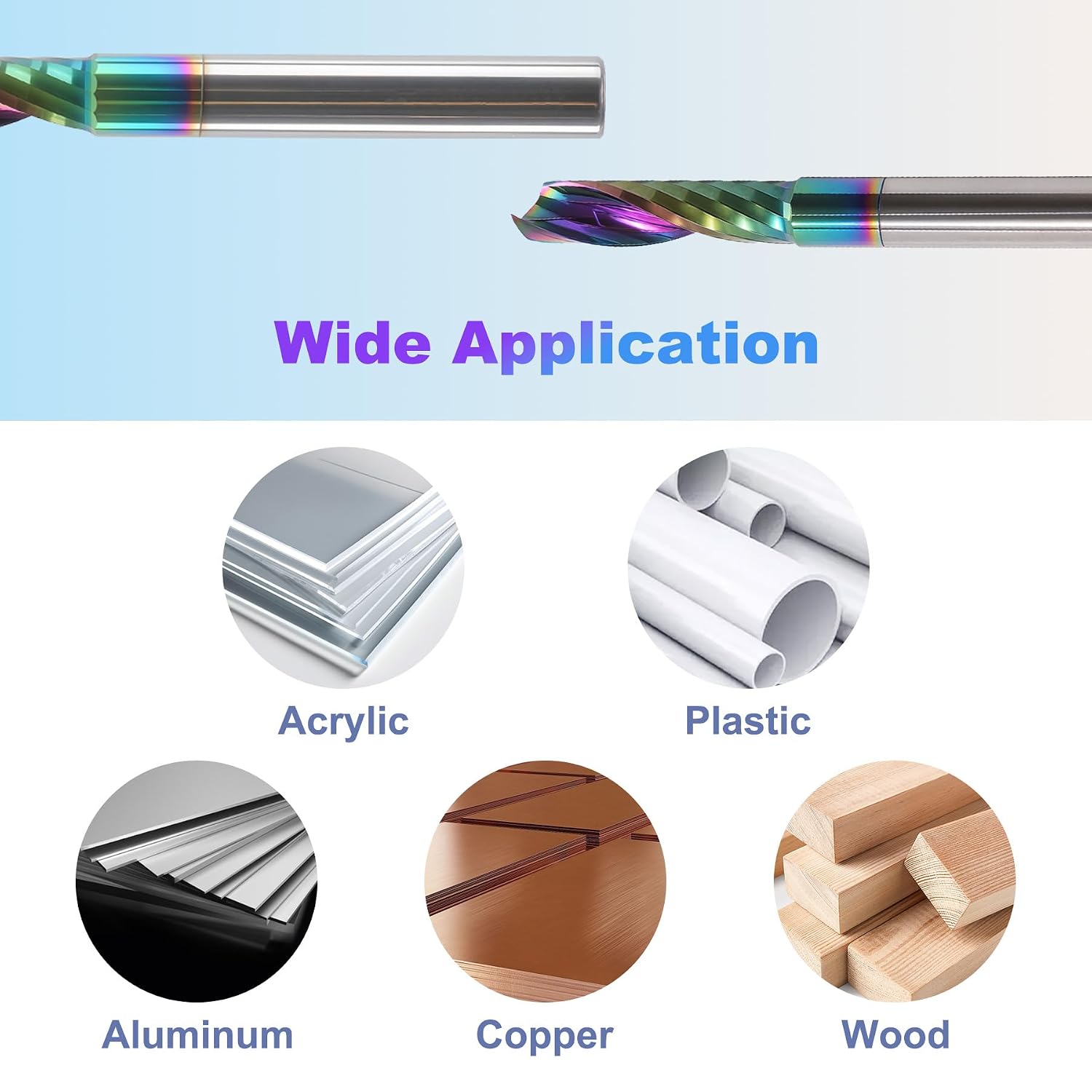 O Flute Spiral Router Bit 1/4 Inch Shank 1/4" Cutting Dia. 1" CL. 2-1/4"OVL. CNC Carbide Single Flute Up Cut End Mill with DLC Coating,Ideal for Acrylic, Plastic, Aluminum, Wood,PVC,MDF