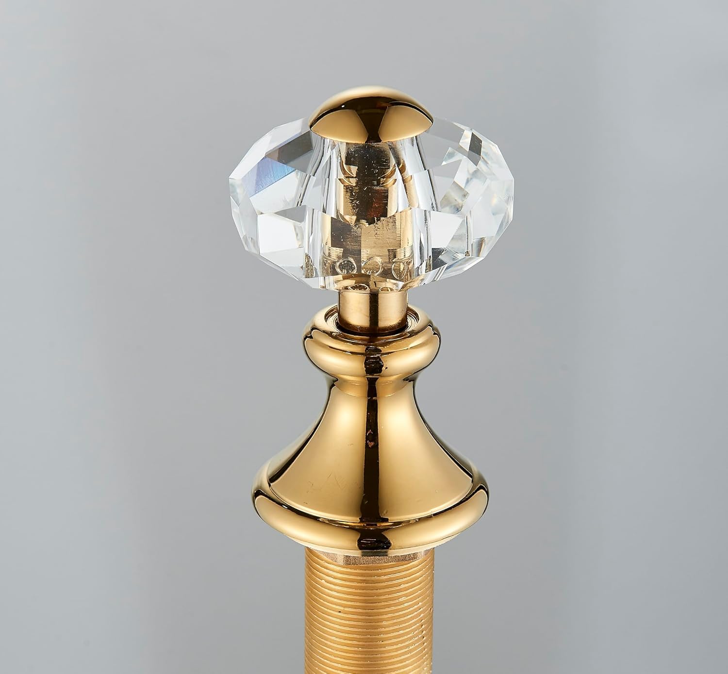 Polished Gold Swan Shaped 3 Hole Lavatory Faucet with 2 Crystal Knobs - Deck Mount Bird Faucet