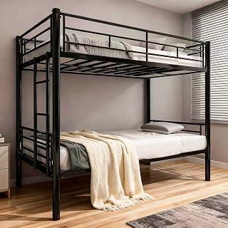 Twin Over Twin Convertible Bunk Bed, Space-Saving Wonder, Reinforced Zero-Wobble Steel, Guest/Apartment/Kids Room, No Box Spring, Black