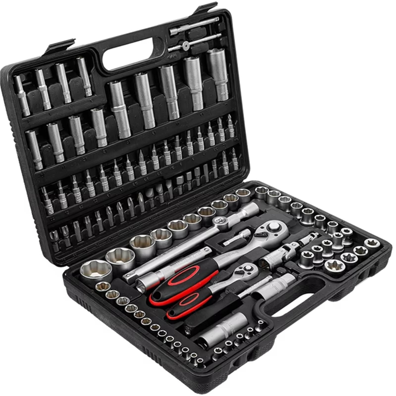 Set di attrezzi meccanici Set Di Chiavi A Bussola A Cricchetto Da 108 Pezzi Kit Combinato Chiavi Dinamometriche Riparazioni Auto 1/4″‌ 1/2″‌ Utensile Manuale Per Chiavi A Cricchetto