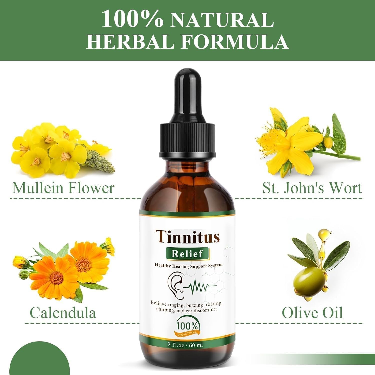 Tinnitus Relief Ear Drops 60ml | Herbal Ear Oil for Ringing, Buzzing & Everyday Ear Discomfort | Earwax Softening & Ear Care Formula | Gentle Ear Support Drops for Adult Ear-Care Routine — Amazon image 6