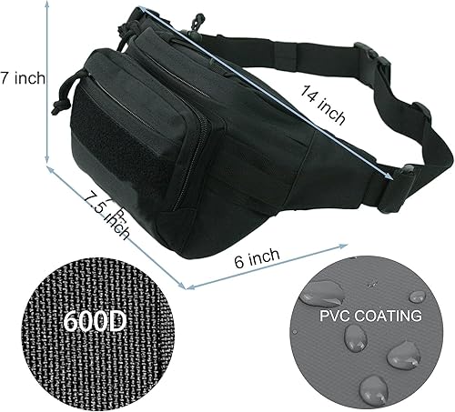 Miniatura 3 de Riñonera al aire libre Riñonera de lona Denim 5XL Cinturón de cintura para hombres y mujeres Bolsa de cadera, Negro J6504 Técnico, Extragrande,