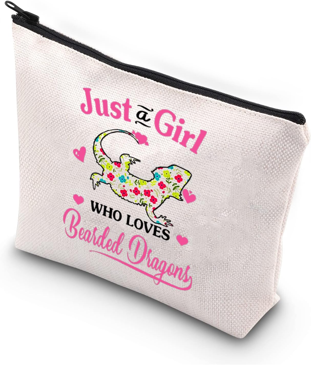 BDPWSS Bearded Dragon Cosmetic Bag Just A Girl Who Loves Bearded Dragons Funny Lizard Gift Lizard Lover Travel Pouch for friend (girl love bearded dragon)