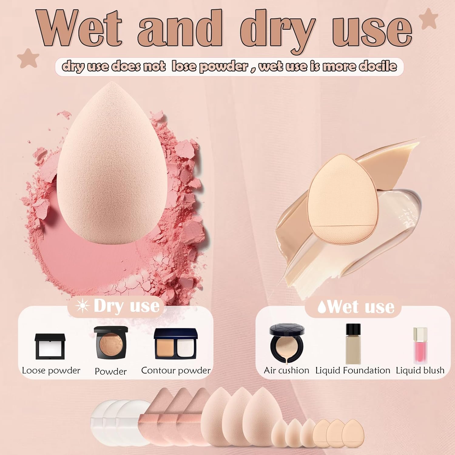 Makeup Brush Set, 52Pcs Makeup Tool Set Premium Synthetic Foundation Concealers Powder Eye Shadows Makeup Brushes Kit for for Beginner Professional, Beige - Image 4