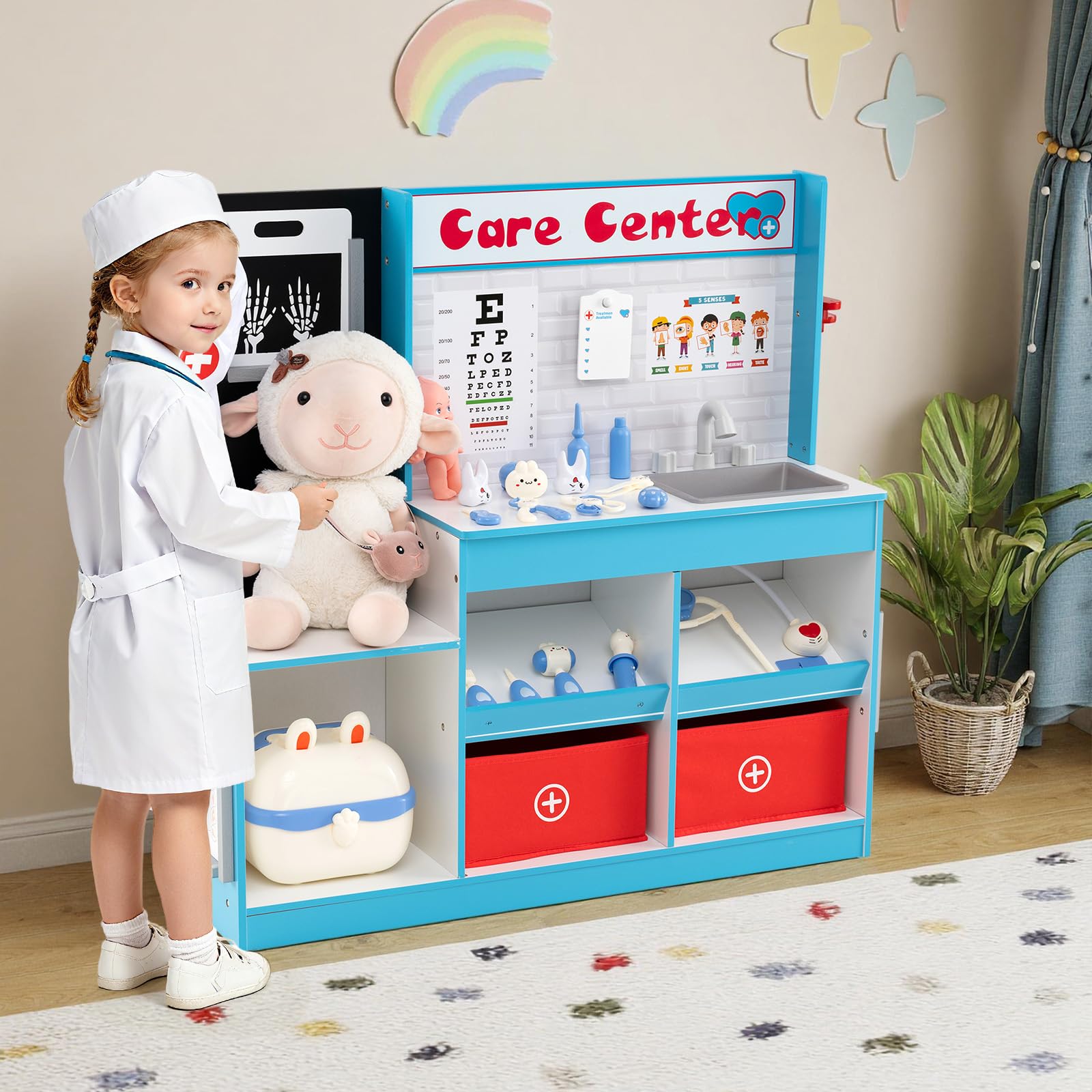 Amazon.com: HONEY JOY Kids Wooden Doctor Play Set, Checkup Medical