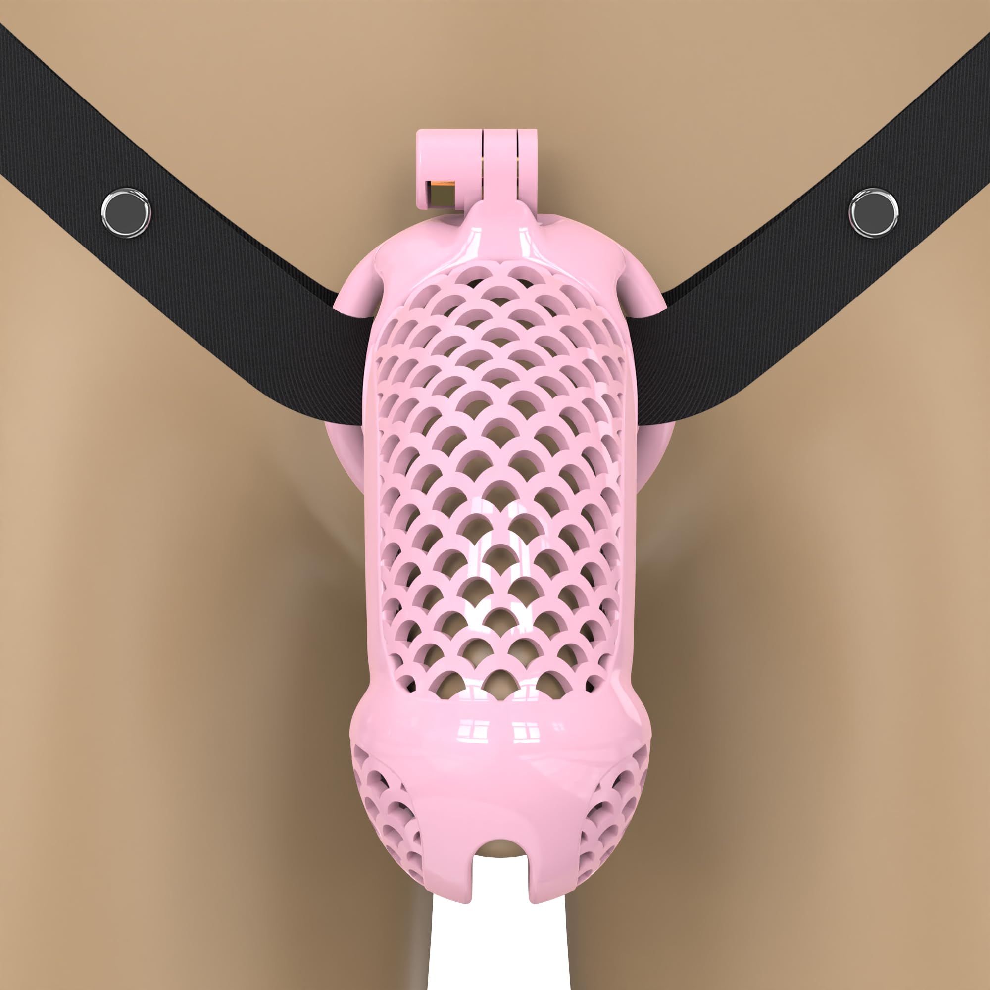 Extra Large Chastity Cage with Belt - Yithuet Cobra Ultra Long Penis Cage Pink 1