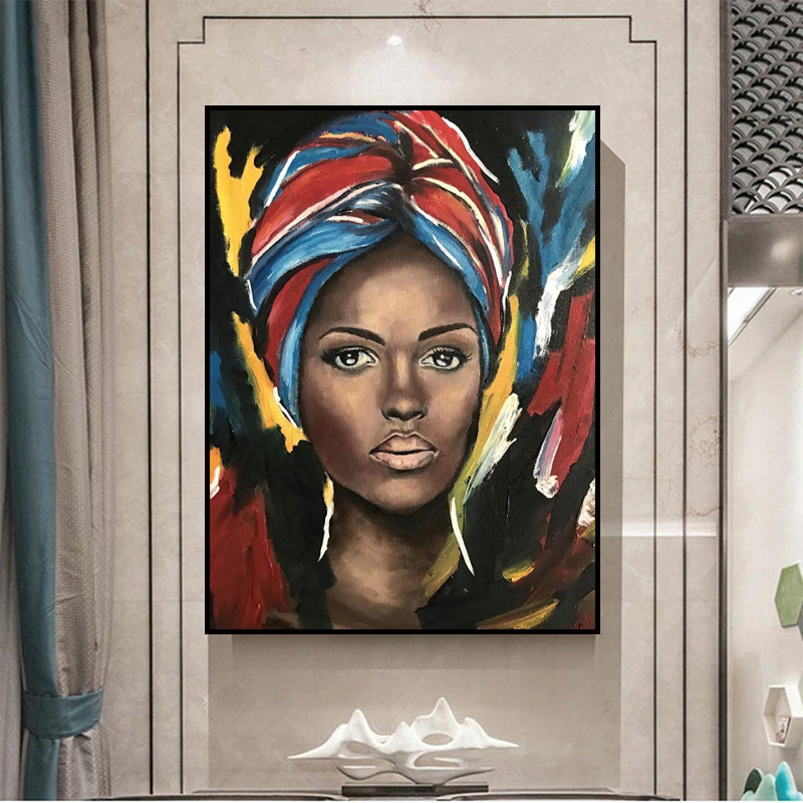 Graffiti Frau Porträt Leinwandbild 60x90cm - Moderne Wandkunst Für Wohnzimmer