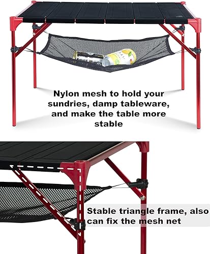 Miniatura 6 de iClimb Mesa plegable extensible, área de mesa grande, ultraligera, compacta con mesa hueca para camping, mochilero, playa, concierto, barbacoa,