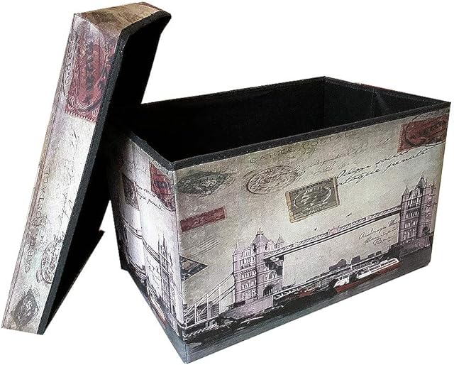 Rainberg® Large Storage Box with Lid | Heavy Duty Storage Box Use as Foot Rest, Storage and Toy Storage. Holds Up To 45kg Seated Weight