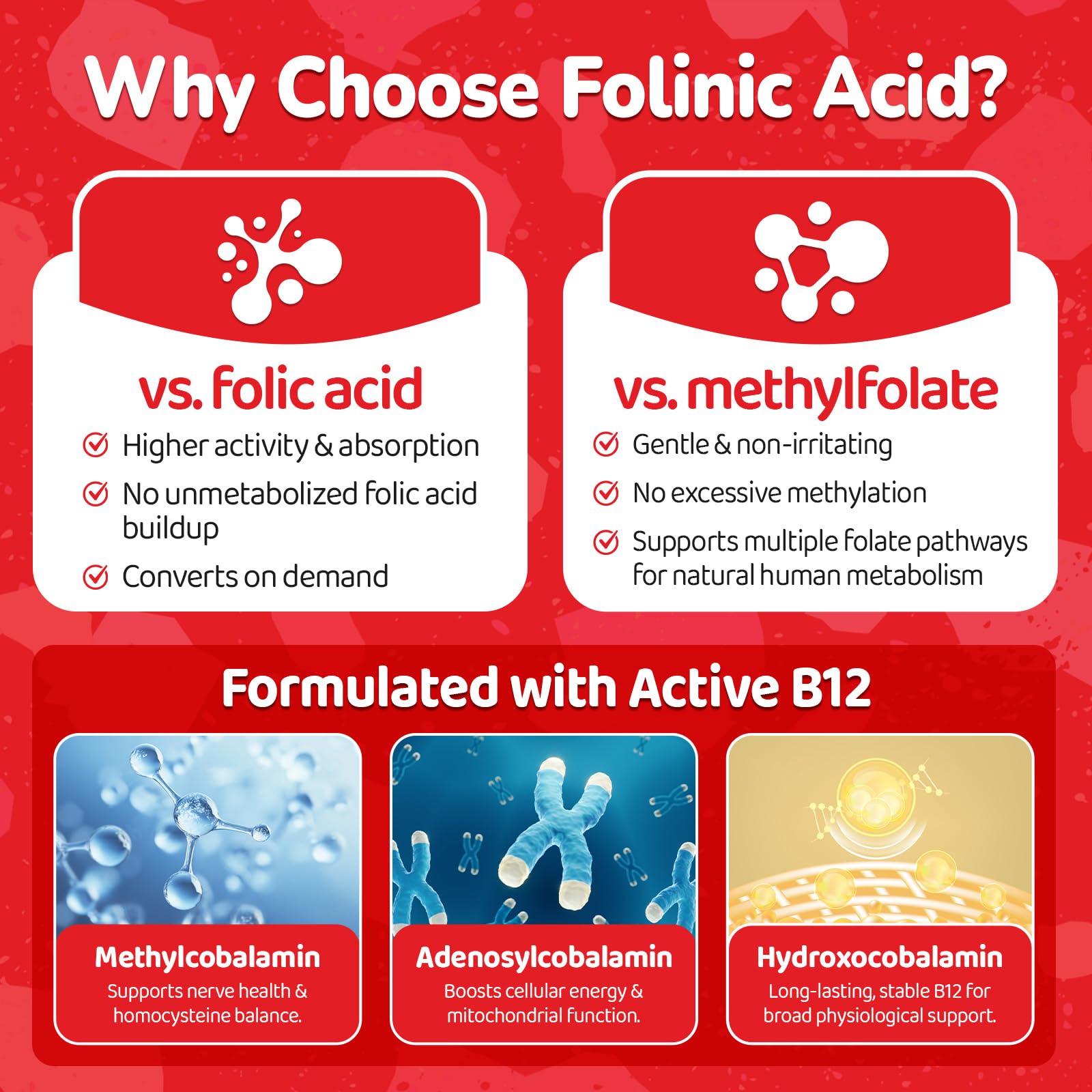 Folinic Acid for Kids & Adults 4+, 1mg Folinic Acid & B12, 60CT — Amazon image 5