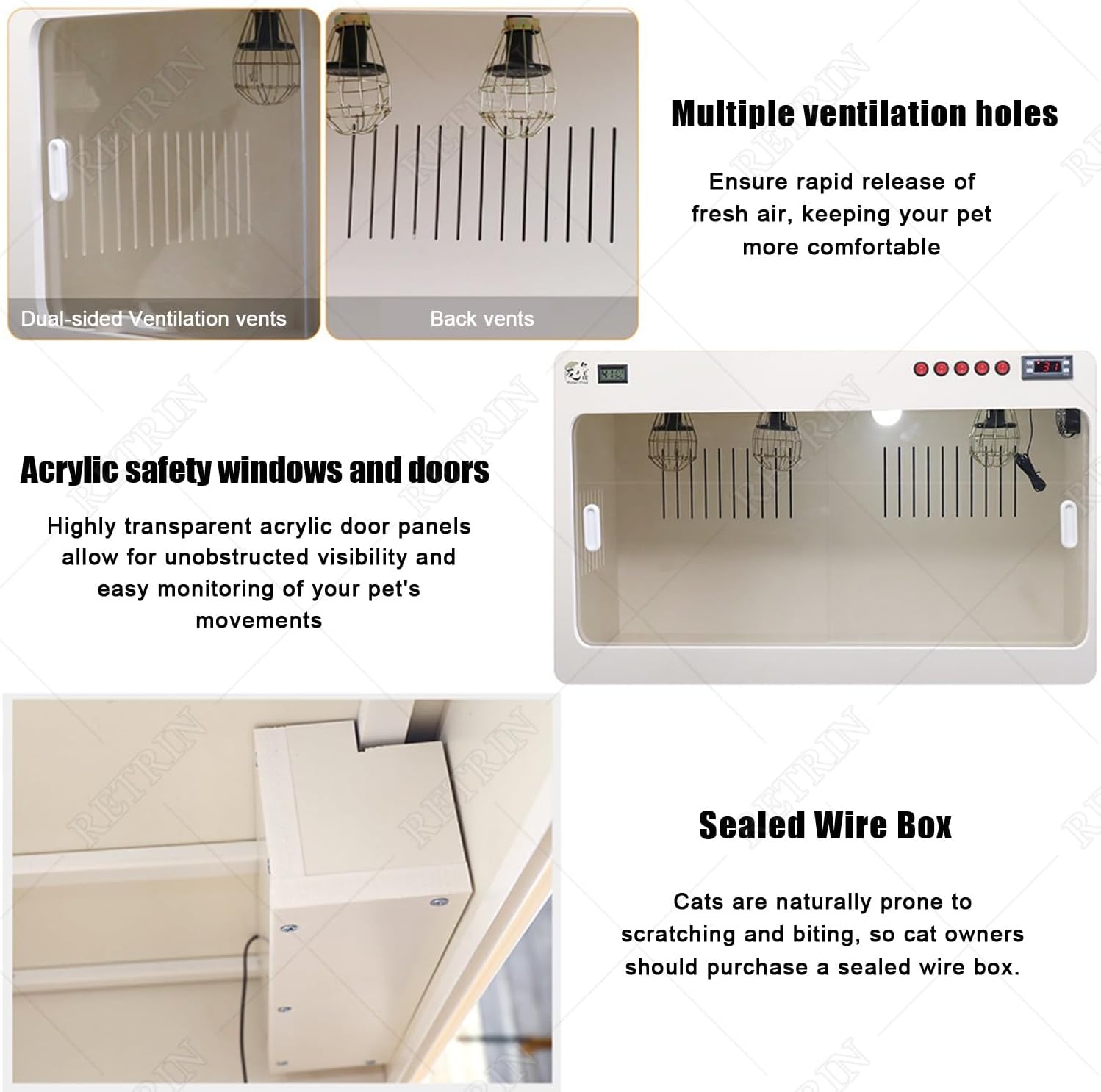 QIANG Portable Insulated Puppy Incubator with Heating & Fan,Compact Brooder Nursery for Safe Transport and Home Care of Newborn Dogs, Cats, and Other Small Critters 80 * 60 * 60cm