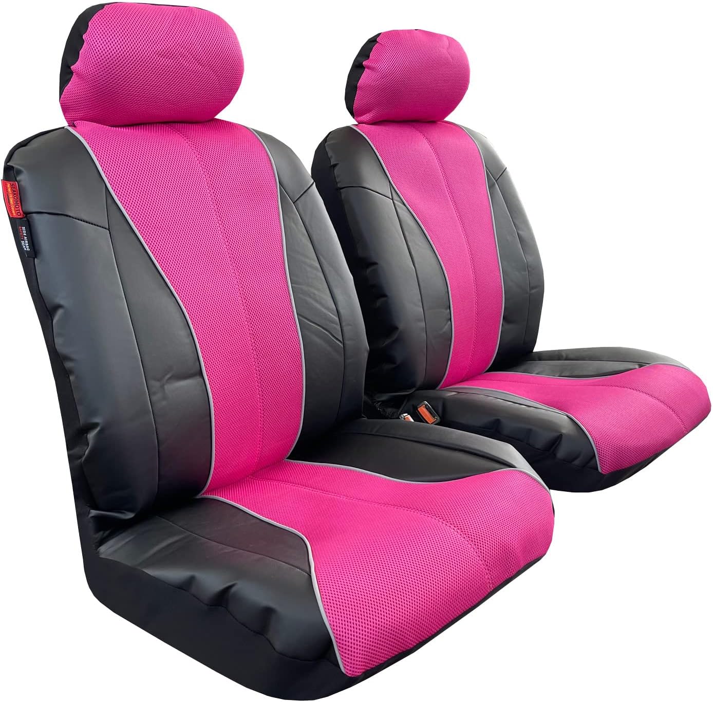 Leather Seat Covers for Jeep Wrangler 2/4 Door Front Set, JK JL 2007-2018 2019 2020 2021 2022 2023 Accessories Mesh Leatherette Protector Airbag Safe Black Pink