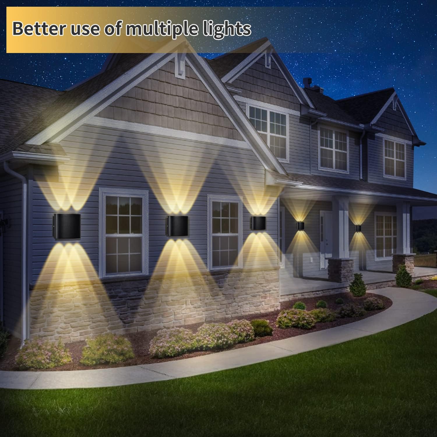 LANFU 6W Modern Outdoor Up Down Porch Wall Light，IP65 Waterproof LED Aluminum Wall Light，3000K Warm Light, Black Porch Wall Sconce for Yards,Garden,Pathway,Staircase, Park, Exterior Wall