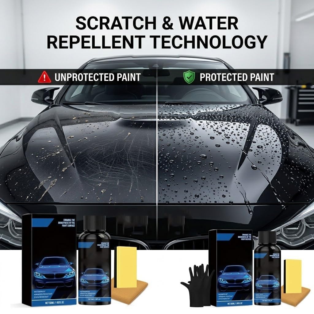 Waterproof Anti-Scratch Car Coating Kit, 50ml Graphene Ceramic Agent, Enhanced Gloss and Clarity, Gloss Enhancing Protective Agent Repels Water, Mud & Grime，50ml