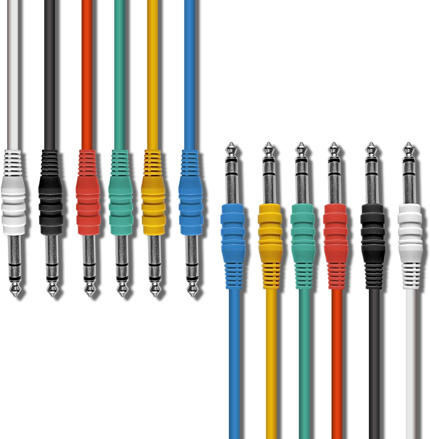 AxcessAbles 1/4" TRS to 1/4" TRS Balanced Stereo Patch Cables (6 Pack - 1ft)