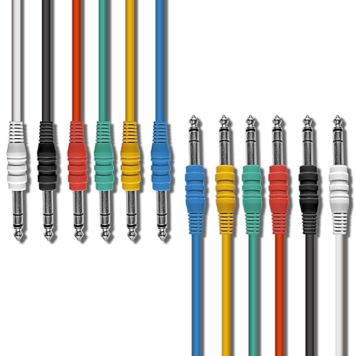 AxcessAbles 1/4" TRS a 1/4" TRS - Cables de conexión estéreo equilibrados (6 unidades, 1 pie)