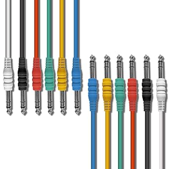 AxcessAbles 1/4" TRS to 1/4" TRS Balanced Stereo Patch Cables (6 Pack - 1ft)